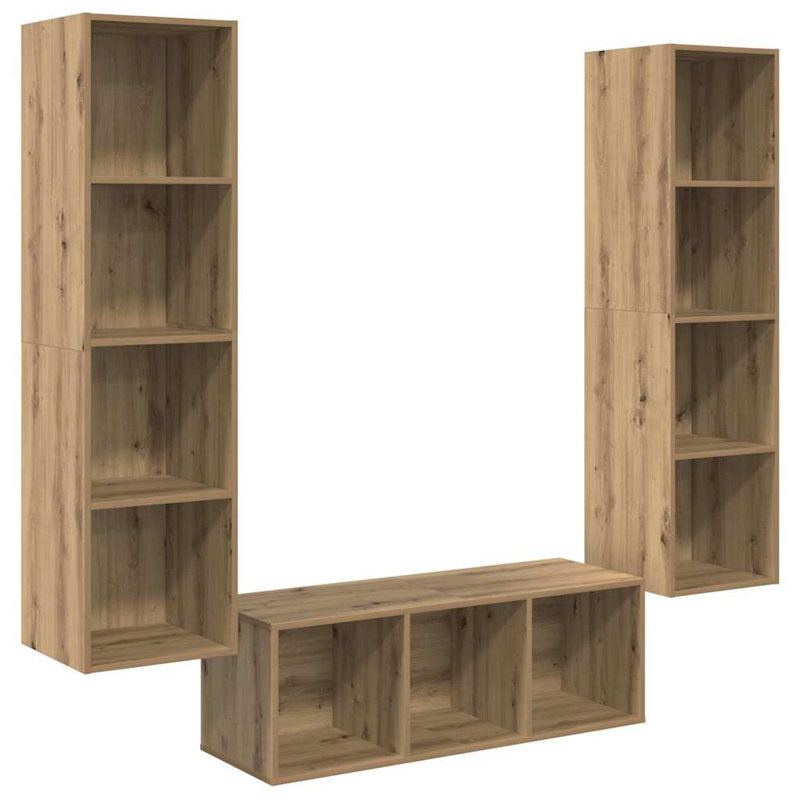TV Cabinet Set Wall-Mounted 3 Pcs 37 X 37 X 142.5 Cm, Artisan Oak