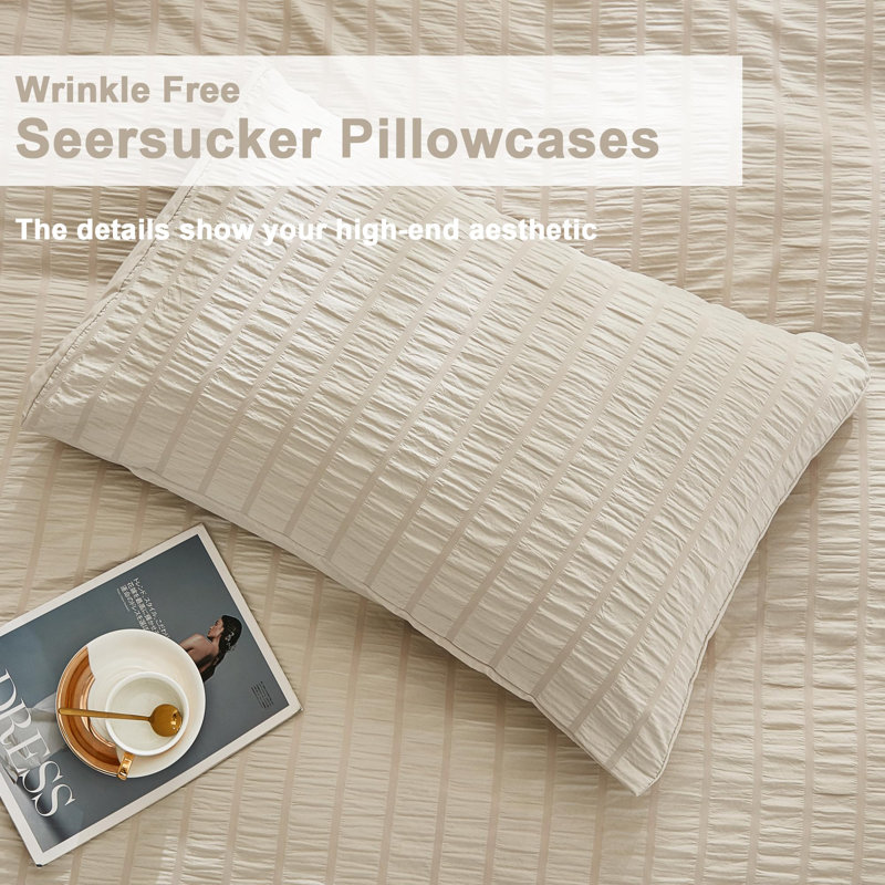 Ensemble de housse de couette Seersucker 3 pièces, Beige