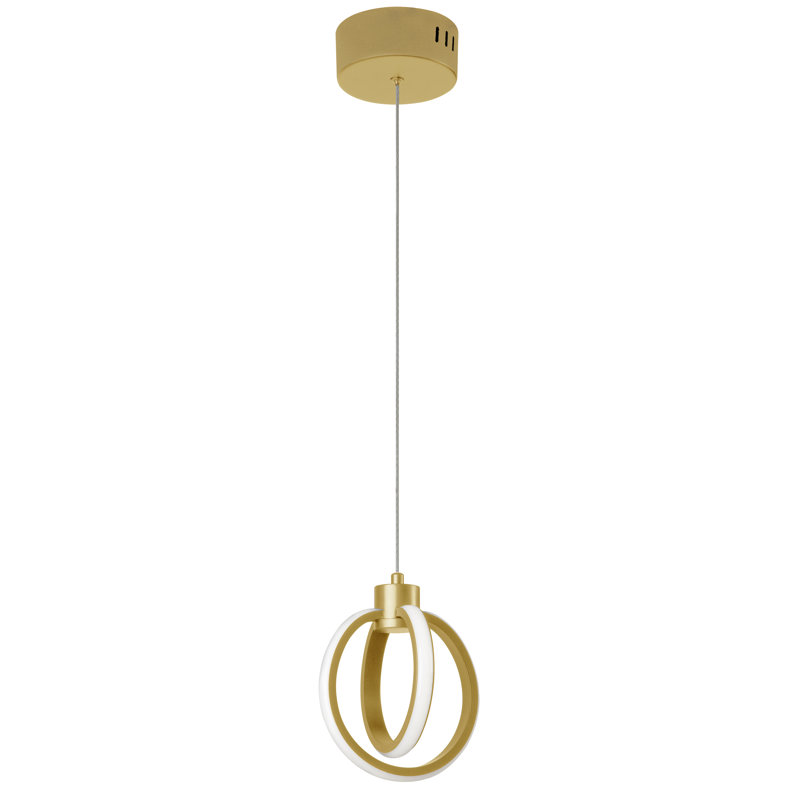 Luminaire suspendu 14 W, noir mat avec diffuseur en silicone blanc, Laiton vieilli