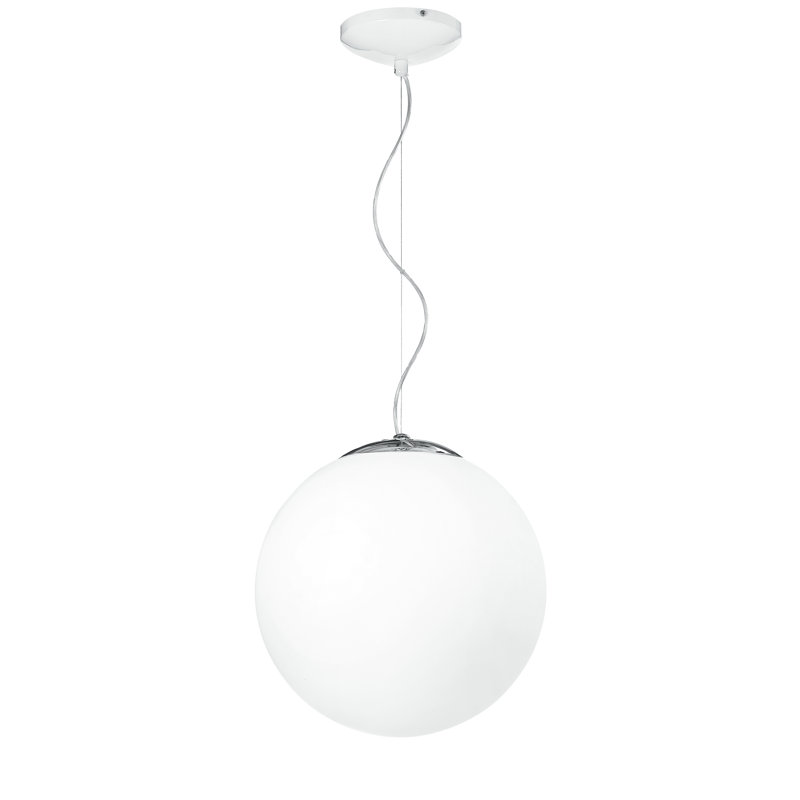 Veronica 1 - Light Chrome/White Sphere Pendant, 48cm H x 49cm W x 49cm D, Silver