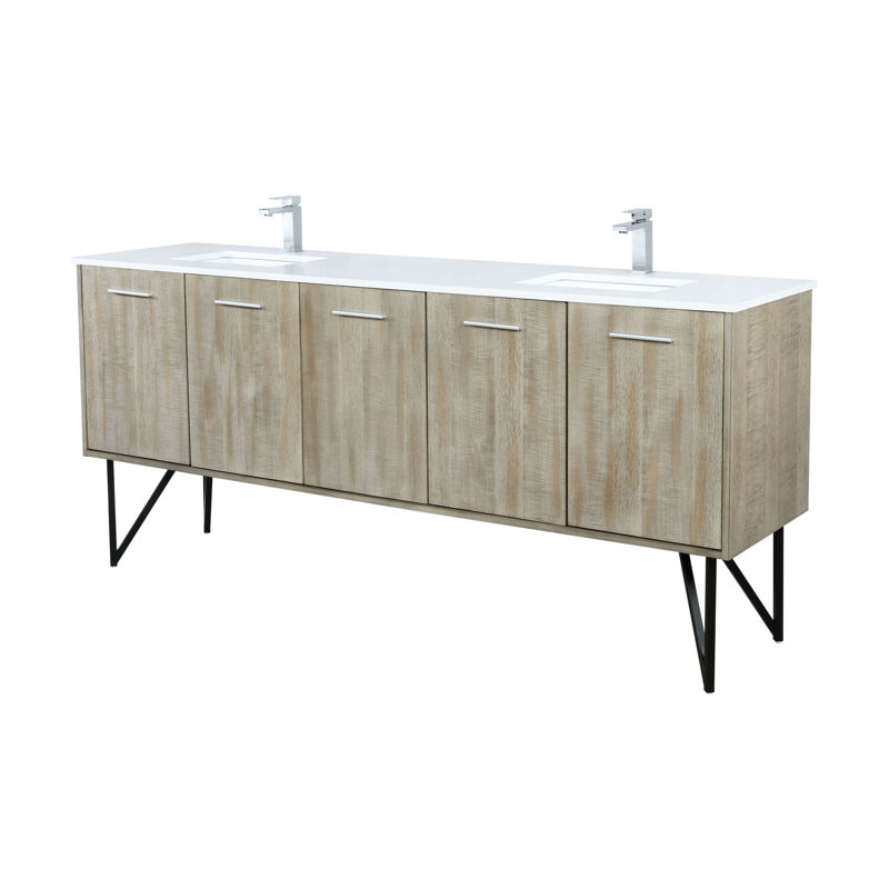 Lancy 80 in W x 20 in D Double Bath Vanity and Faucet Set, White Cultured Marble