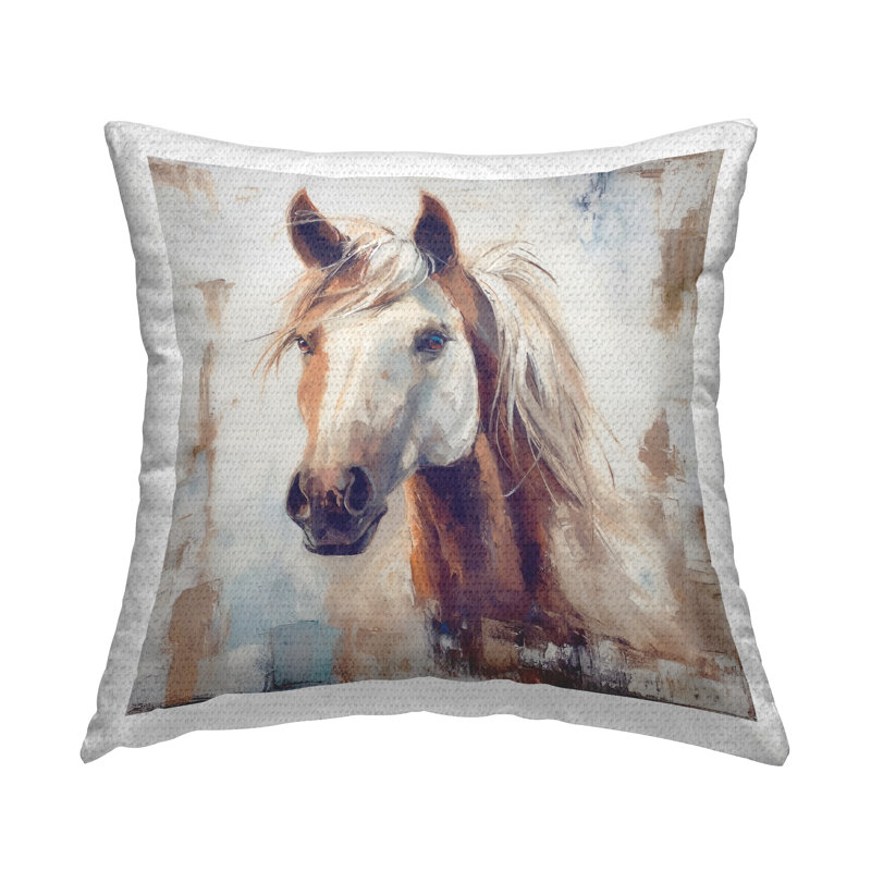 Coussin d'extérieur Rustic Horse Impression par Steve Huntziker