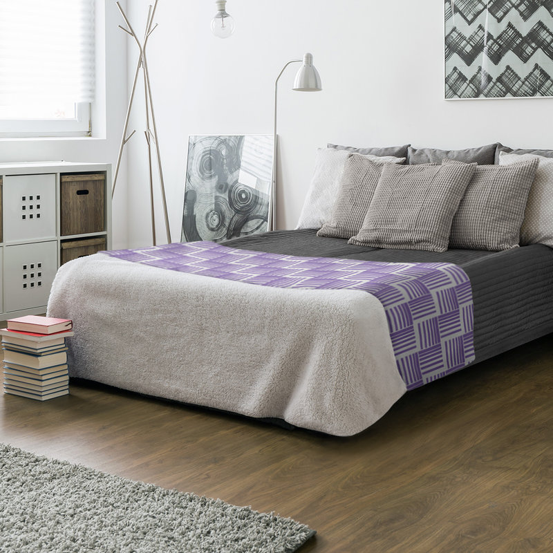Couverture polaire à rayures classic basketweave, l 50 po x L 60 po, Mauve / Blanc