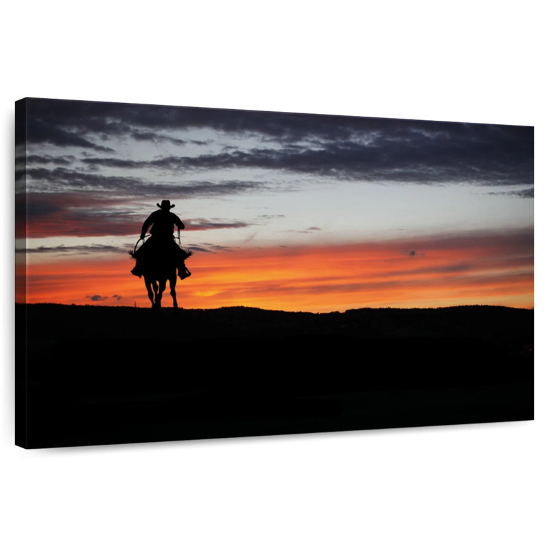 Lelar Cowboy At Dusk, 24" H x 36" W