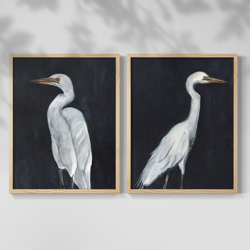 Impression encadrée Calm Great Egret I-Premium - prête à être accrochée - aucun clou requis - aucun clou requis, Bois naturel
