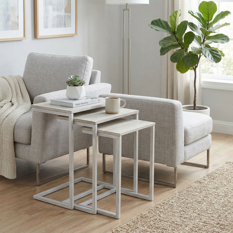 Kendrik C Table Nesting Tables, Whitewash, Whitewash