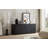 Sideboard Storage Cabinet TV Stand With Wave Pattern Buffet Cabinet Wooden Vertical Striped Cabinet For Kitchen/Bedroom/Entryway. Black, 64''W X 15''D X 24''H.