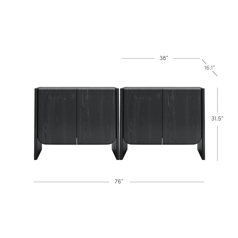 Armoire de rangement arquée pour hall d'entrée, H 32 po x l 76 po x P 17 po, Noir, 2