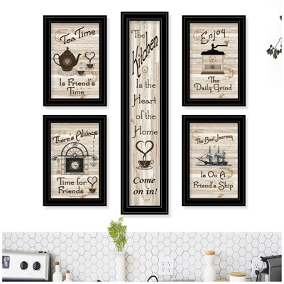 "Kitchen Friendship Collection" 5-Piece Vignette By Trendy Decor 4U, Black Frame
