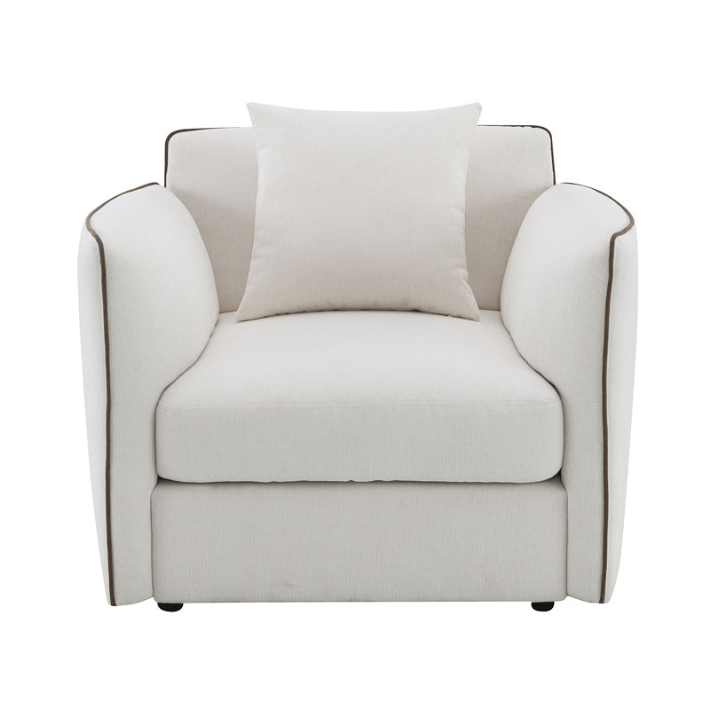 Chaise en chenille beige avec oreiller Yolanda
