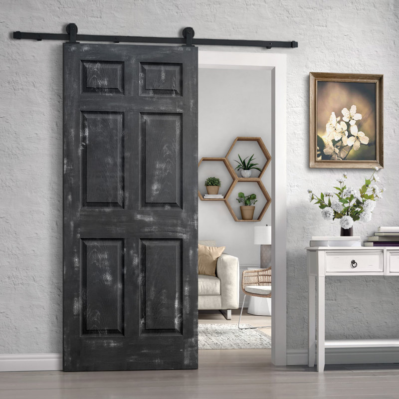 Porte standard lambrissée en bois manufacturé, 30 po x 80 po, Noir rétro