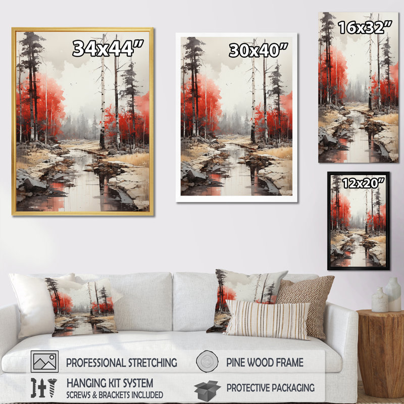 Paysage de campagne à travers la forêt de corail - Reproduction d'art mural paysage et nature, H 32 po x l 24 po x P 1 po