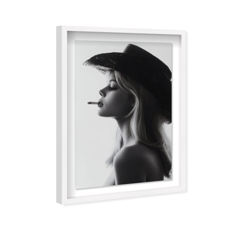 Desert Cowgirl Shadowbox Fashion Print by Oliver Gal, Black Frame, 10 x 15, 37.5"H x 55.5"W, White Shadowbox