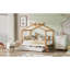 Lit de maison blanc en bois avec lit gigogne de taille simple à cadre en bois original et bibliothèque pour enfants ou chambre d'amis-576694130