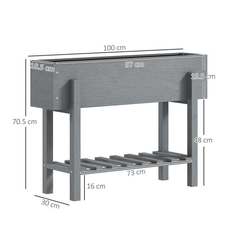 Wood Elevated Planter, Grey