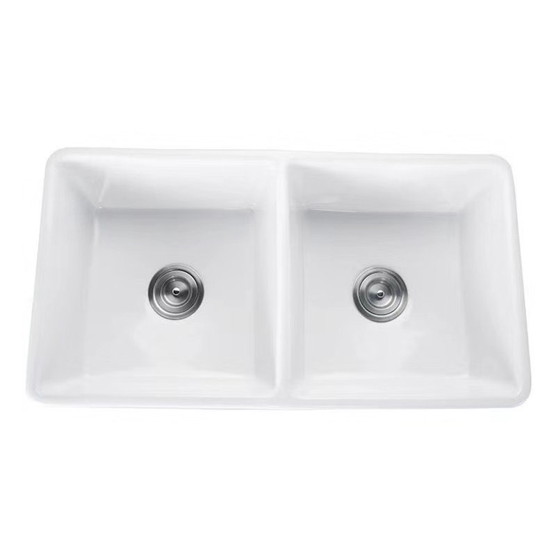 Évier de cuisine à double cuve à tablier frontal L 33 po x l 18 po