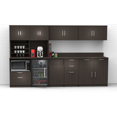 Breaktime Raised Panel 120'' W x 75'' H Brown Medium Density Fiberboard (MDF) Kitchen Cabinet Set Ready-to-Assemble