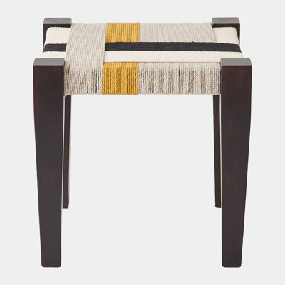 Jute Stool Black Gray White Yellow