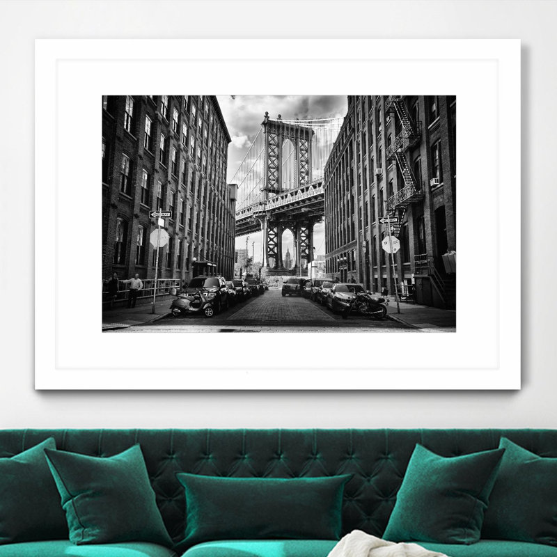 «In America» mat et encadré 36 po x 24 po, Blanc