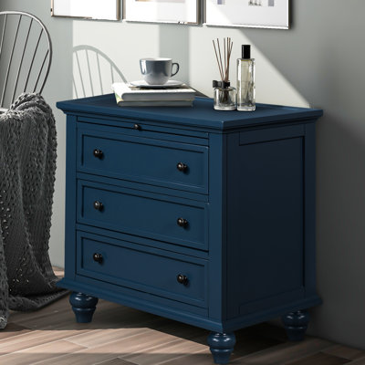 3 armoires de rangement bleues, idéales pour garder votre maison organisée avec 3 tiroirs, plateau de table de bout polyvalent