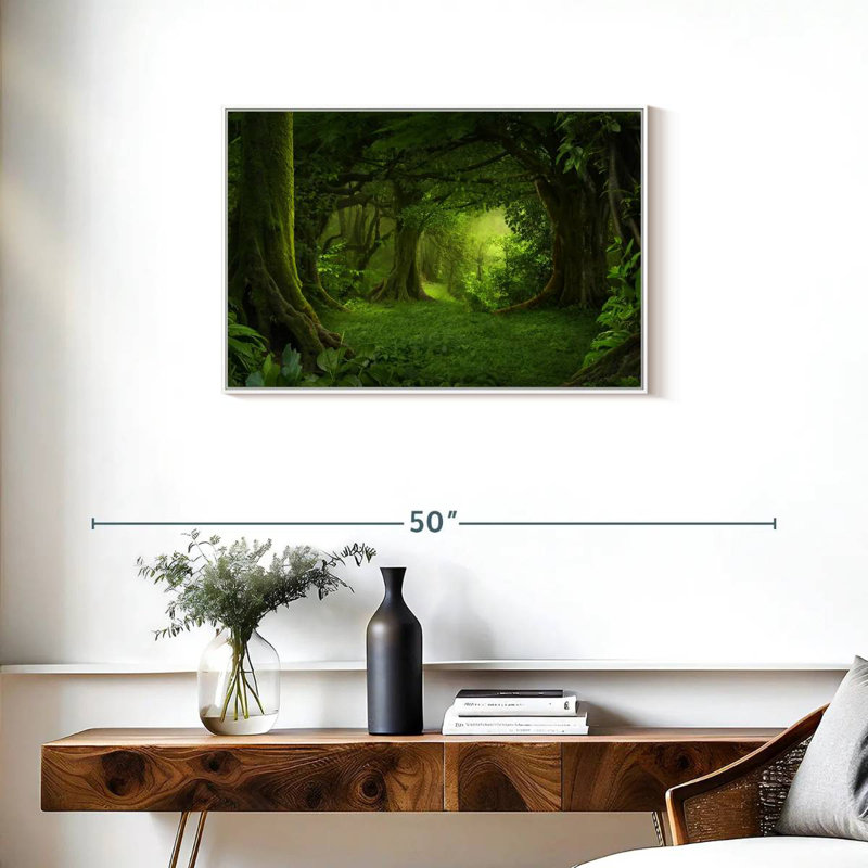 Mousse verte, Cadre flottant blanc, 31 po x 21 po