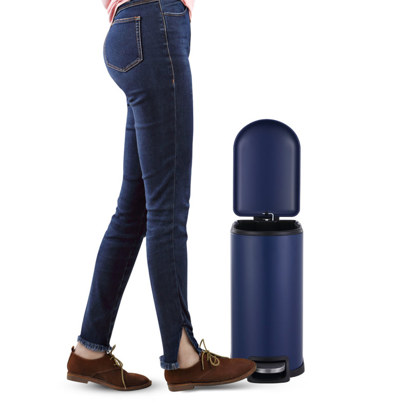 Roland Steel Step On Trash Can, Denim Blue, 2.64 gal.