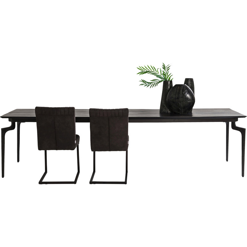 Bow Solid Wood Top Metal Base Dining Table, H76 x L300 x W90cm