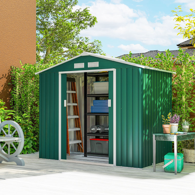 Metal Storage Shed, 7' x 4', Green