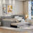 Upholstered Daybed With Trundle, Three Drawers And Vertical Striped Design-631760011-631760010