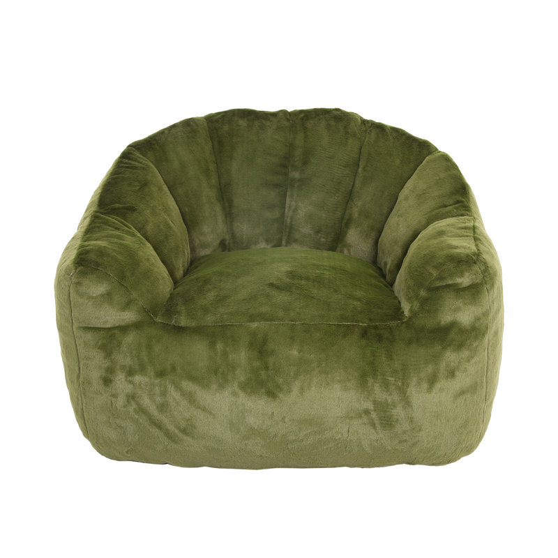 Bean Bag Chair, Green Faux Fur