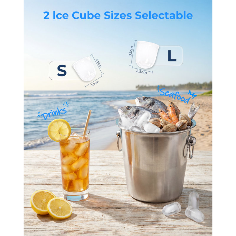 Countertop Ice Maker Machine - 12kg/24h, Bullet Ice, 0.8L Tank, Carry Handle, Black