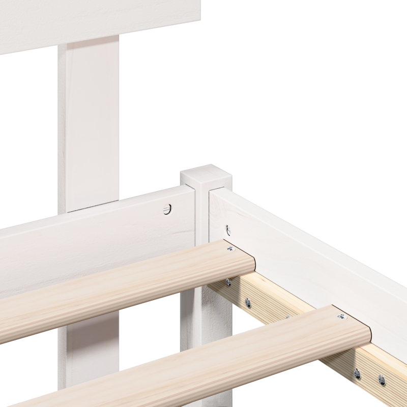Solid Wood Bed, European Single (90 x 200 cm), White