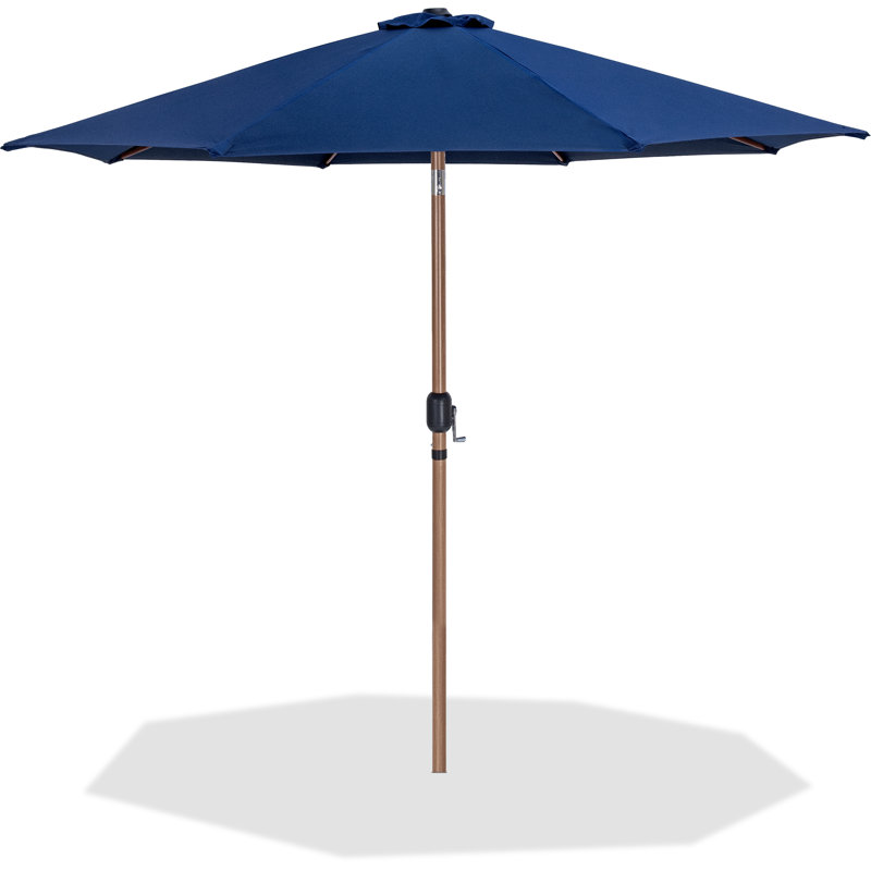 Parasols de patio en tissu Chavelle, Teck, Bleu marine