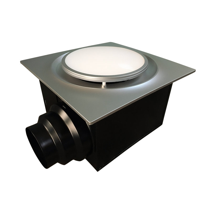 Satin Nickel 110 CFM Ceiling Mounted Bathroom Fan with LED Light