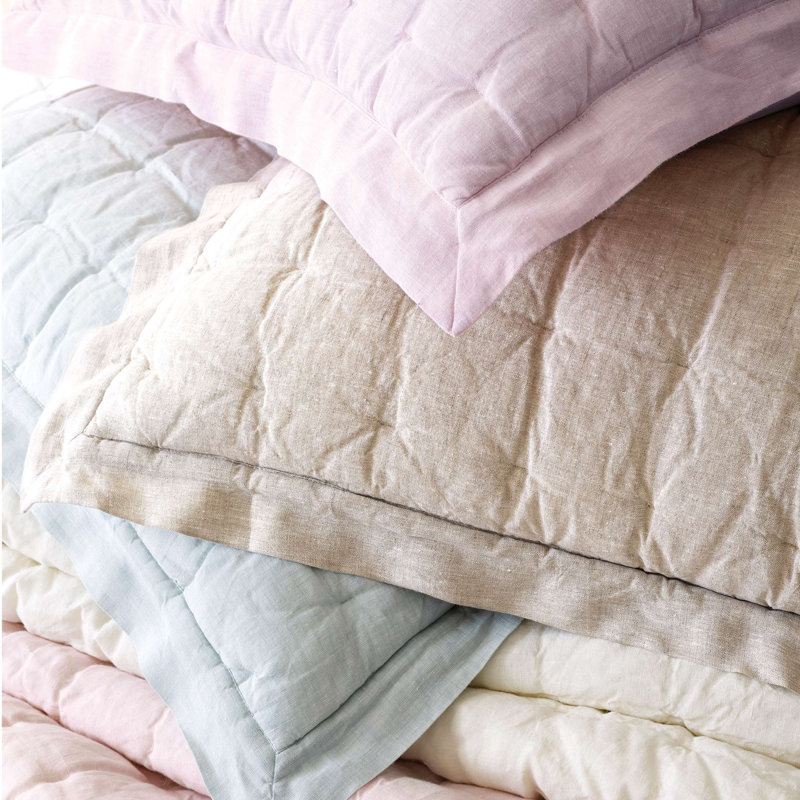 Lush Linen Puff Sham, Euro, Slipper Pink