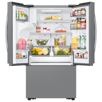 Samsung Bespoke AI 26 cu. ft. Mega Capacity Counter Depth 3-Door French Door Refrigerator with External Water and Ice Dispenser in Stainless Steel