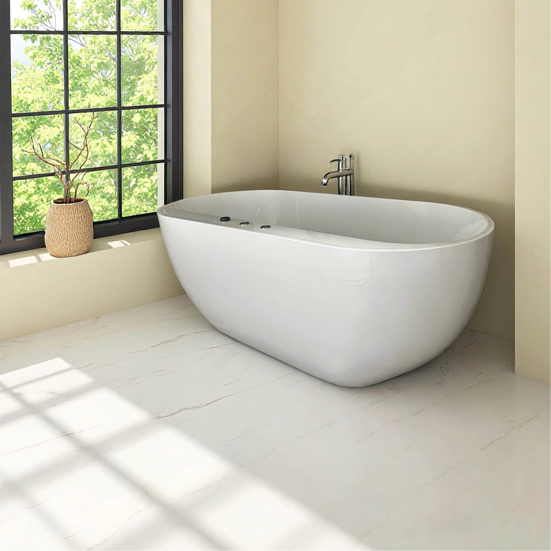 66-15/16" X 31-1/2" Whirlpool And Air Bath Soaking Combination Tub With Adjustable Speed Air Blower And Air Type Control Switch, With AC-199B, White