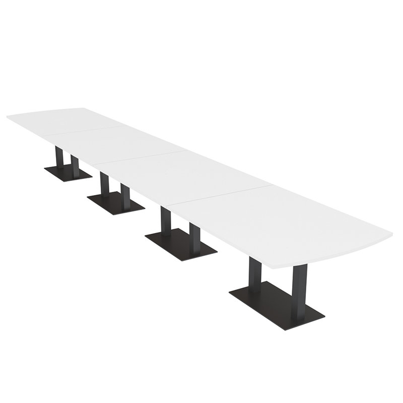 Table de conférence Pavert Arc, Noir mat, Blanc classique, H 30 po x l 240 po x P 48 po