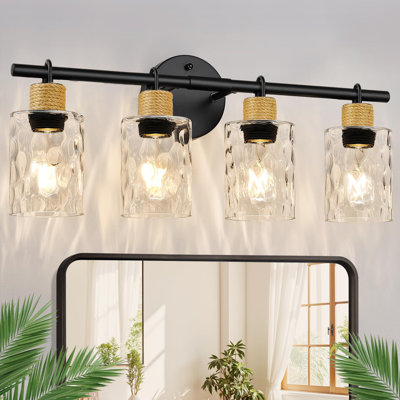 Upgraded Bathroom Vanity Fixture With Crystal Glass Shade And Matte Black Finish For Coastal Farmhouse And Modern Decor