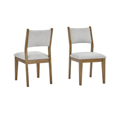 Darla Set Of 2 Walnut Oak Dining Side Chairs With Light Gray Fabric