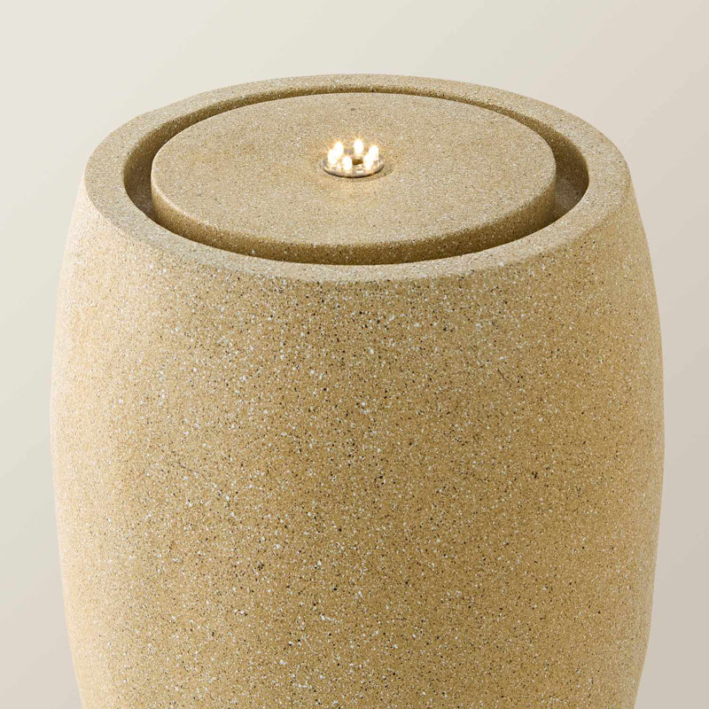 Outdoor Fountain with Lights, Beige