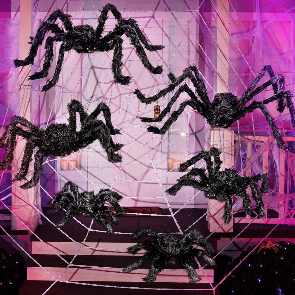 Dakota Fields 6 Packs Halloween Outdoor Decorations Giant Spiders Set+5 PCS  Creepy Cloth Halloween Decoration Halloween Decor Outside, Black Hairy  Large Spider With Different Size For Lawn, Yard Decor | Wayfair, image size:1000x1000