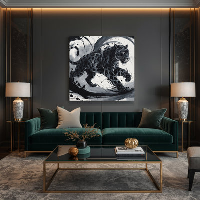 Big Cats Black Leopard of Java Black Canvas Wall Art