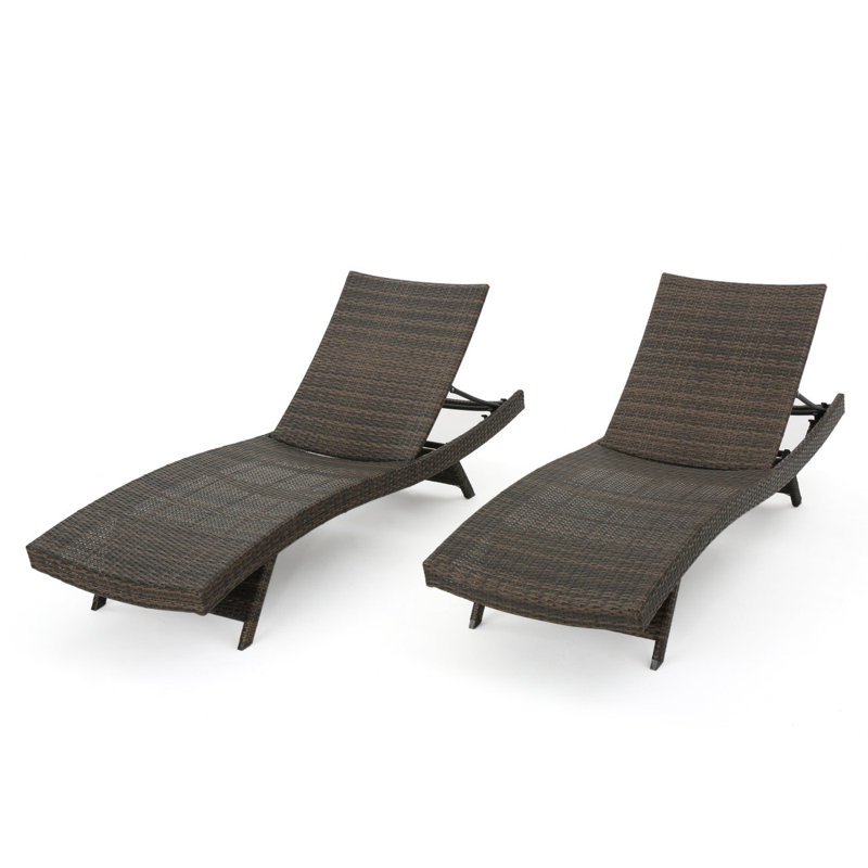 Blaise Outdoor Wicker Chaise Lounge, Brown, 2