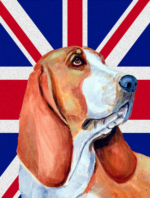 40 x 28 po en polyester britannique 2 faces english union jack drapeau maison, Basset hound 3