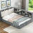 Gray Full Size Wood Bed Frame With Storage Headboard, 2 Drawers And Efficient Assembly Simple Steps-1311685829