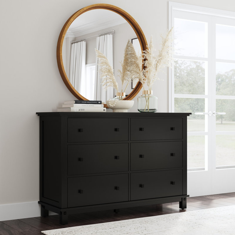 Egberto 54.5'' W 6 - Drawer Dresser, Black