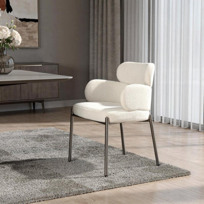 Chaise avec accoudoirs de salle à manger blanche et bronze industriel