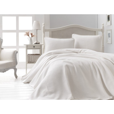 Fjodor Cotton Solid Colour Bedspread with Pillowcases Included