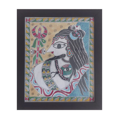 Madhubani Mahadev - Lord Shiva | Watercolor On Canvas | By Prachi Deshpande | With Frame